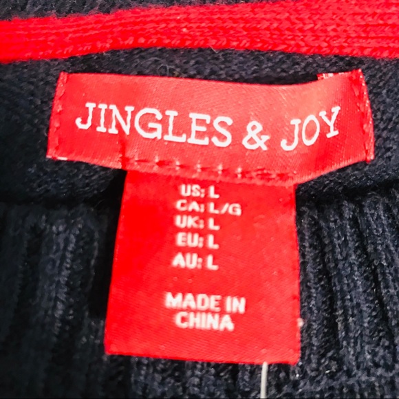 Jingles & Joy Dear Santa...All I Want Is Peace and Quiet Sweater, Navy, Large - Picture 4 of 6